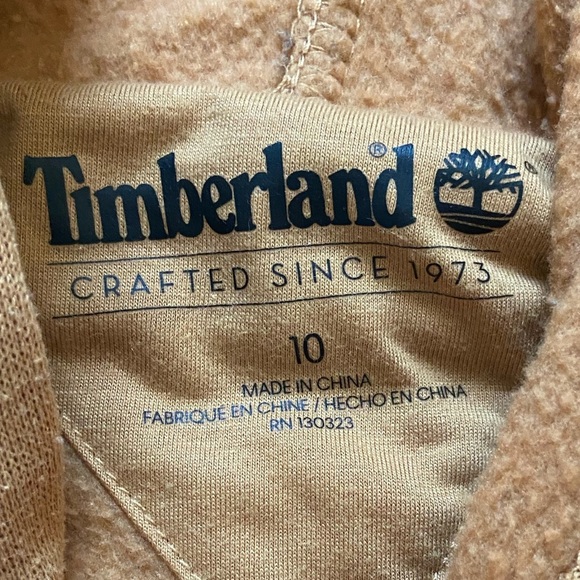 Timberland boys sweatshirt camel color hooded Sz 10 - Picture 4 of 5